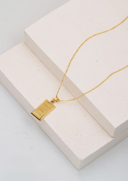 14 Ayar Altın Zincirli Külçe Kolye modelleri