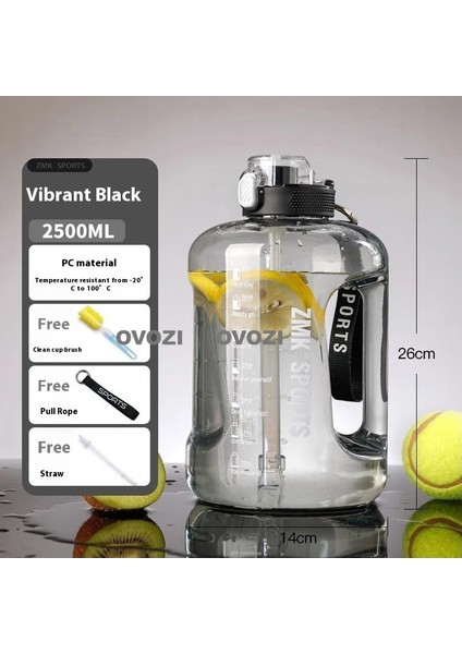 2.5l Büyük Kapasiteli Spor ve Fitness Pipetli Su Şişesi (Yurt Dışından)