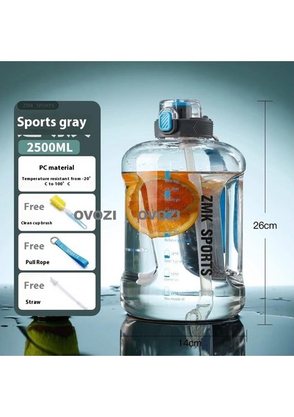 2.5l Büyük Kapasiteli Spor ve Fitness Pipetli Su Şişesi (Yurt Dışından)