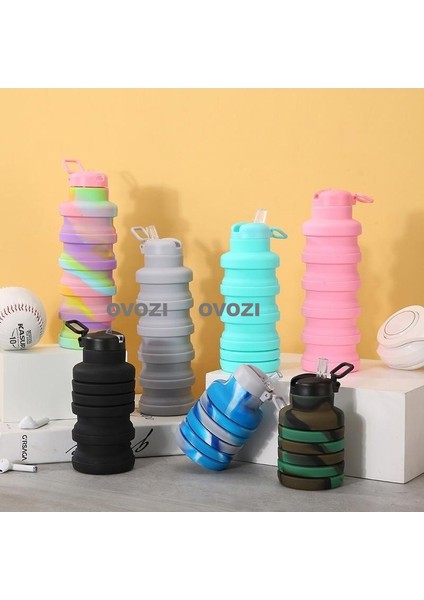 500ML Gıda Sınıfı Silikon Spor Açık Katlanır Kupa Emme Ağzı Tasarımı (Yurt Dışından) fiyatları