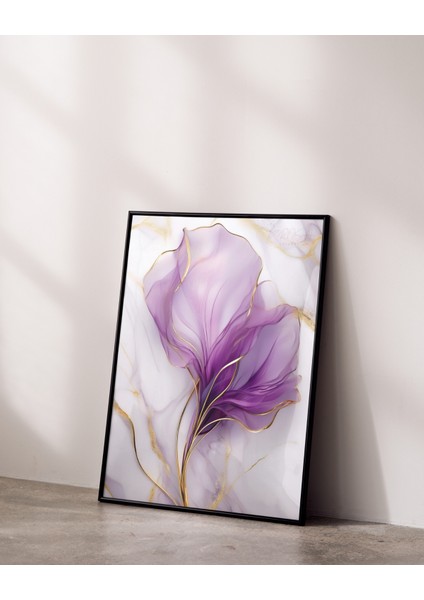 Metal Çerçeveli Gerçek Camlı Tablo , Dijital Baskı, Çiçek Temalı Mermer Desen Soyut Tablo fiyatları