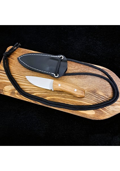Boyun Askılı Mini Kamp Bıçağı Mini Bıçak Deri Kılıflı Kamp Bıçağı Hediyelik Bıçak