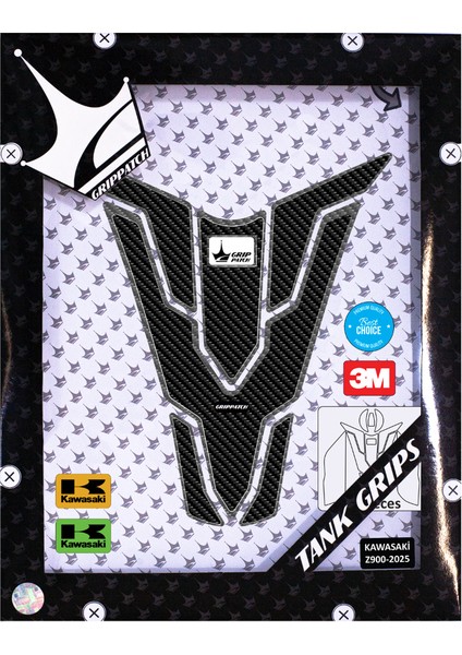 Kawasaki Z900 2025 ile Uyumlu Kaydırmaz 6d Karbon ve Şeffaf 12 Parça Tank Pad Seti GC72 modelleri