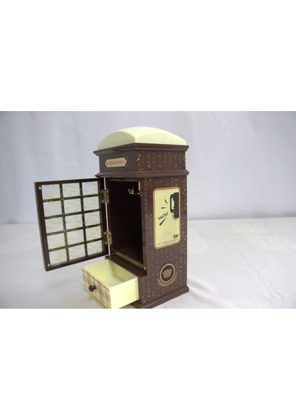 Dekoratif ve Nostaljik Telefon Kulübesi Görünümlü Müzik Kutusu