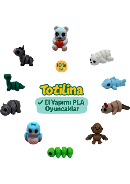 10'lu Set (Ayı Köpek Balığı Su Samuru Goril Tırtıl Kuş Hipopotam…)