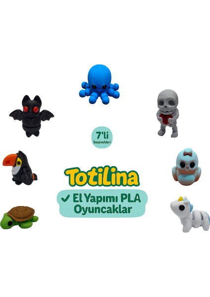7'li Set (Ahtapot Iskelet Kuş Unicorn Kaplumbağa Tukan Kuşu Yarasa…)