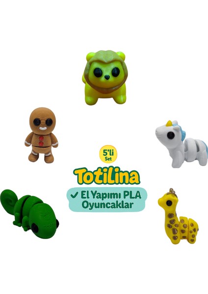 5'li Set (Aslan Unicorn Zürafa Bukalemun Kurabiye Adam…)