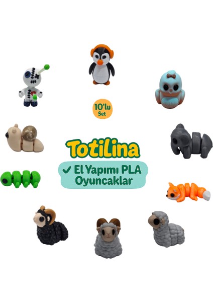 10'lu Set (Penguen Kuş Fil Tilki Koyun Koç Koç Tırtıl Salyangoz…)