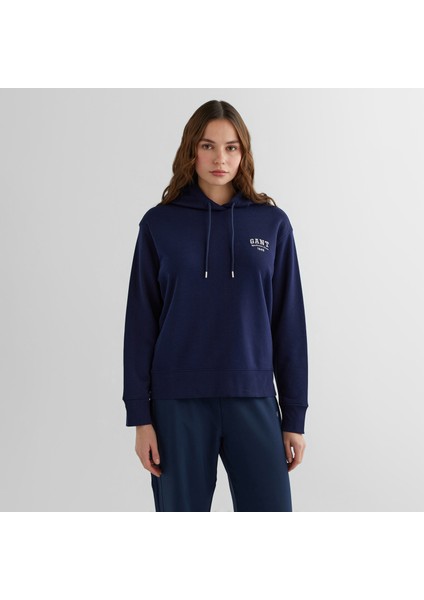 Kadın Lacivert Relaxed Fit Kapüşonlu Logolu Sweatshirt
