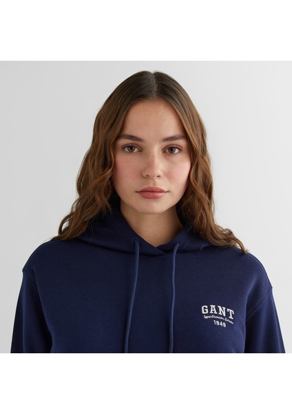 Kadın Lacivert Relaxed Fit Kapüşonlu Logolu Sweatshirt fırsatları