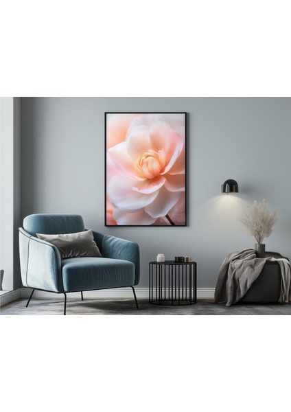 Metal Çerçeveli Gerçek Camlı Tablo , Dijital Baskı, Pembe Çiçek, Salon, Ofis, Oturma Odası Tablo fırsatları