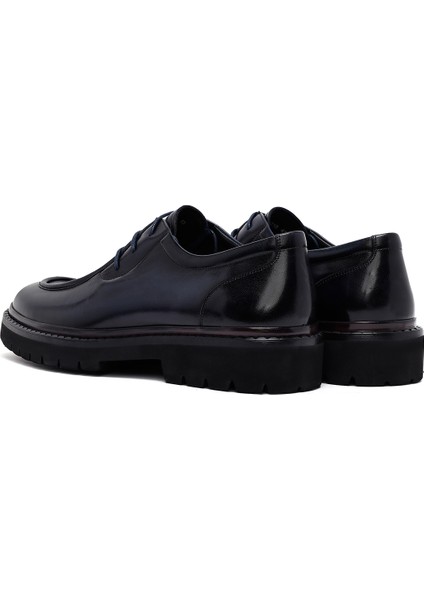 Erkek Lacivert Bağcıklı Kalın Tabanlı Deri Casual Ayakkabı 25WFD695218 indirimleri