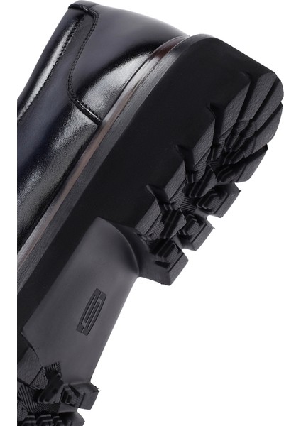 Erkek Lacivert Bağcıklı Kalın Tabanlı Deri Casual Ayakkabı 25WFD695218