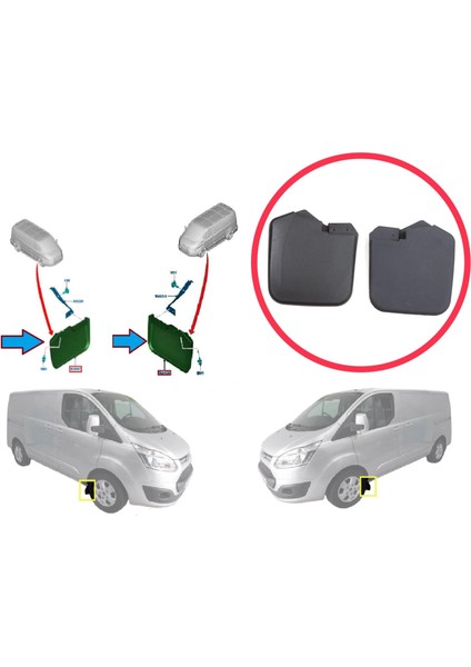 Ford Transit Custom Tourneo V362 Mk1 Fy Fz F3 2012-2023 Için Ön Sağ Sol Tekerlek Çamurluk Paçalık modelleri