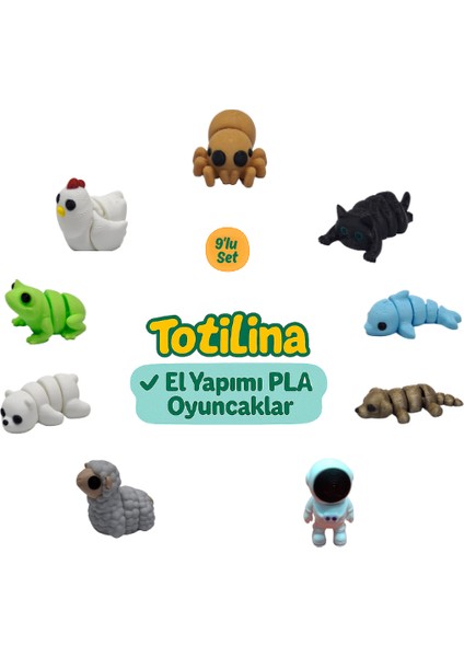 10'lu Set (Örümcek Kedi Yunus Köpek Astronot Koyun Ayı Kurbağa…)