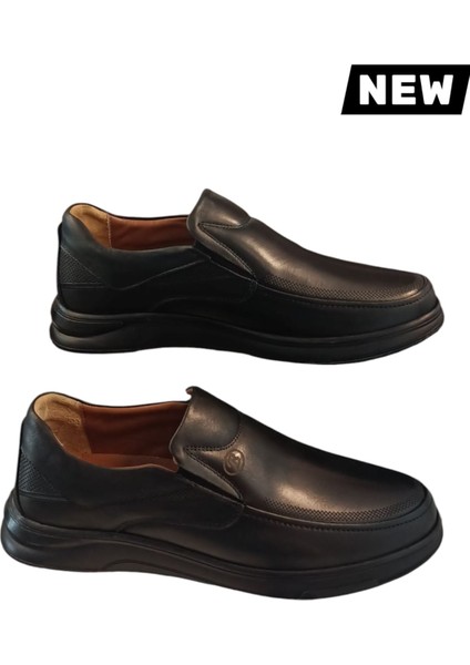 Orjinal Deri Erkek Siyah Comfort Ortopedik Baba Kauçuk Taban B101 Ayakkabı fırsatları