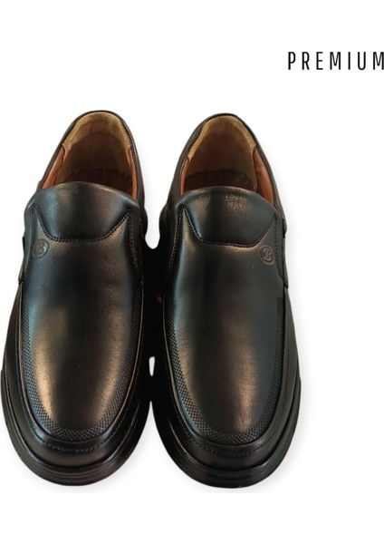 Orjinal Deri Erkek Siyah Comfort Ortopedik Baba Kauçuk Taban B101 Ayakkabı