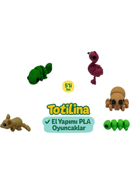 5'li Set (Flamingo Örümcek Tırtıl Fare Bukalemun…)