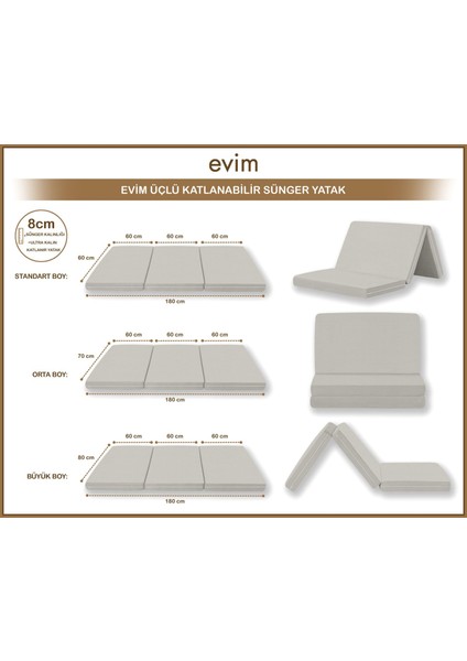 Canvas Taş Fermuarlı Katlanabilir Yer Yatağı Yer Minderi 8cm indirimleri