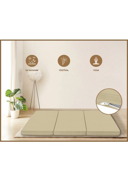 Canvas Açık Bej Fermuarlı Katlanabilir Yer Yatağı Yer Minderi 6cm fırsatları
