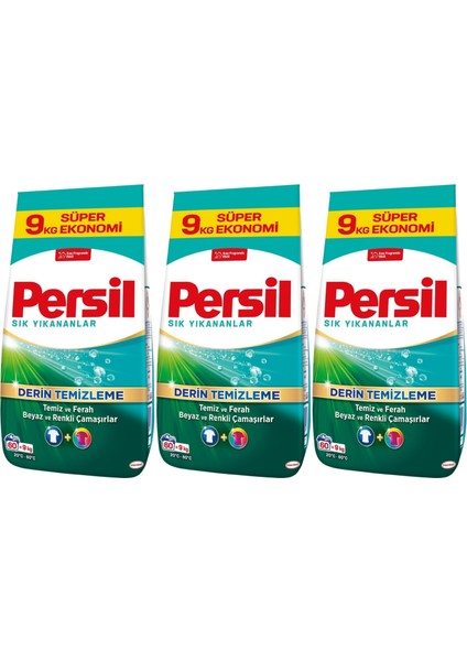 Matik Toz Çamaşır Deterjanı 27KG Sık Yıkananlar Beyaz ve Renkliler Için (3PK*9KG)(180 Yıkama)