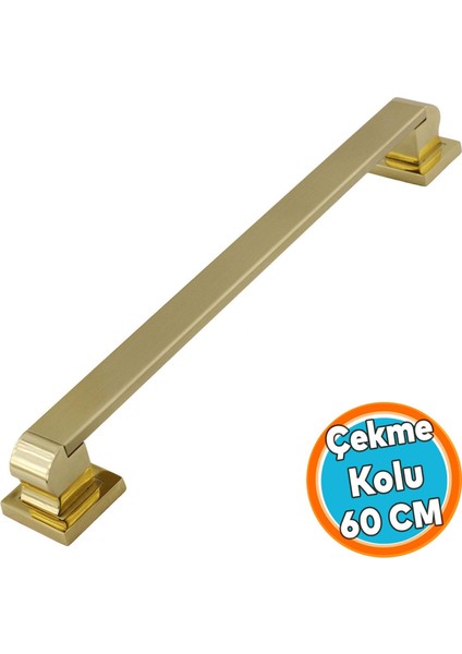 Sürgülü Kapı Çekme Kolu Tutma Kulpu Kulbu Çelik Dış Kapı Tutamağı Gold Altın 60 cm