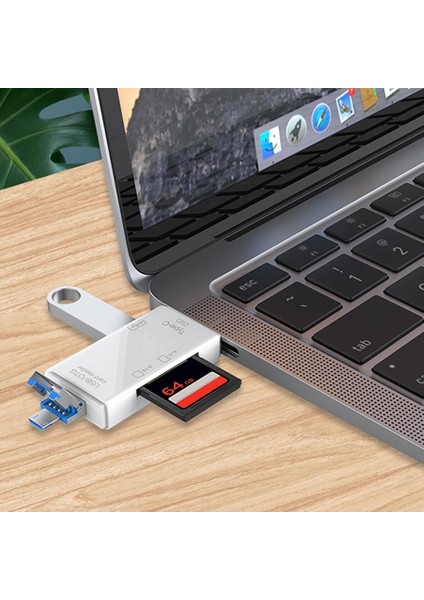 Microsd, Sd USB Girişli Type-C Adaptör 6'sı 1 Arada Kart Okuyucu Adaptör Usb-C Otg Çoklayıcı ve Hub modelleri