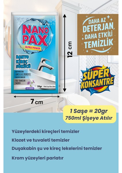 Banyo - Kireç Sökücü Toz Temizlik Saşesi (12 Adet x 20GR) modelleri