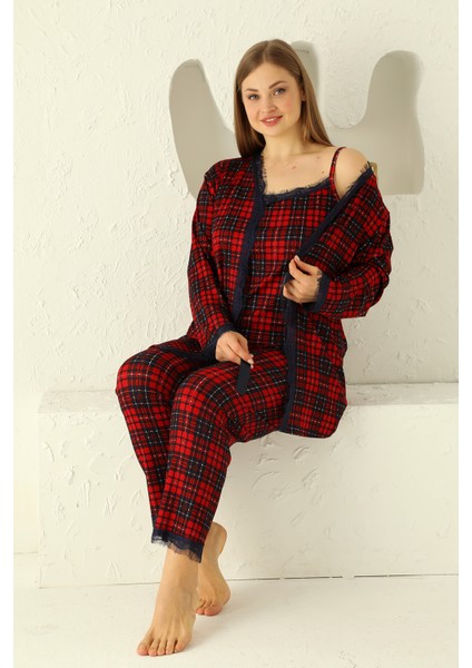 Sabahlıklıklı 3 Parça Çeyizlik Kutulu Kadın Pijama Takımı- Dantelli Kutulu Kadın Pijama- Geniş Beden Aralığı modelleri