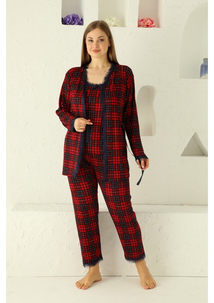 Sabahlıklıklı 3 Parça Çeyizlik Kutulu Kadın Pijama Takımı- Dantelli Kutulu Kadın Pijama- Geniş Beden Aralığı fırsatları