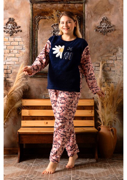 Nisanca Büyük Beden Peluş Polar Pijama Takımı- Kışlık Büyük Beden Kadın Pijama fiyatları