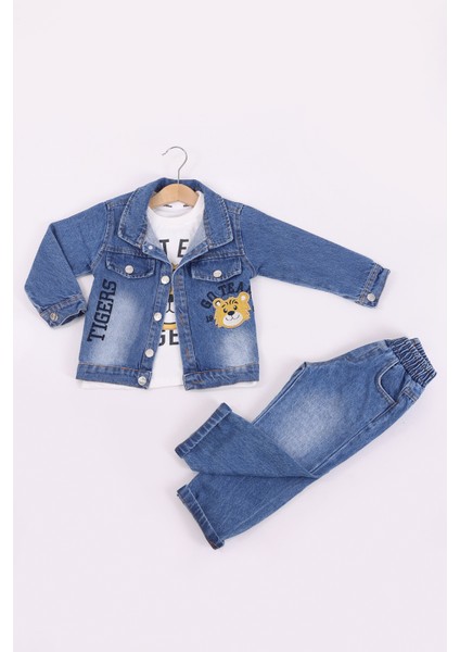 Erkek Çocuk Kot Ceket 3'lü Takım