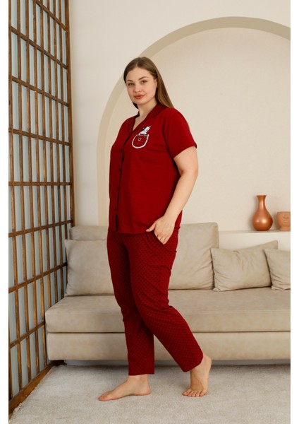 %100 Pamuk Düğmeli Kadın Pijama Takımı – Rahat ve Şık Gömlek Pijama Tasarımı - Geniş Beden Aralığı fiyatları