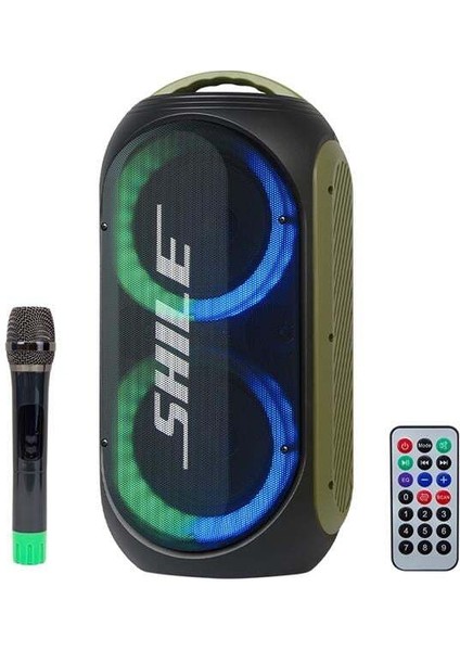 Shile SL-2019A El Mikrofonlu-Kumandalı Usb/sd/bt Işıklı Taşınabilir Şarjlı Seyyar Anfi