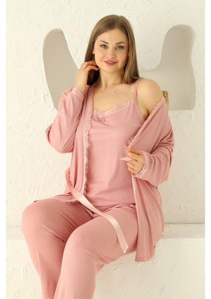Sabahlıklı Dantel Detaylı Pegasus Kadın Pijama Takımı-Çeyizlik Takım- Geniş Beden Aralığı fırsatları