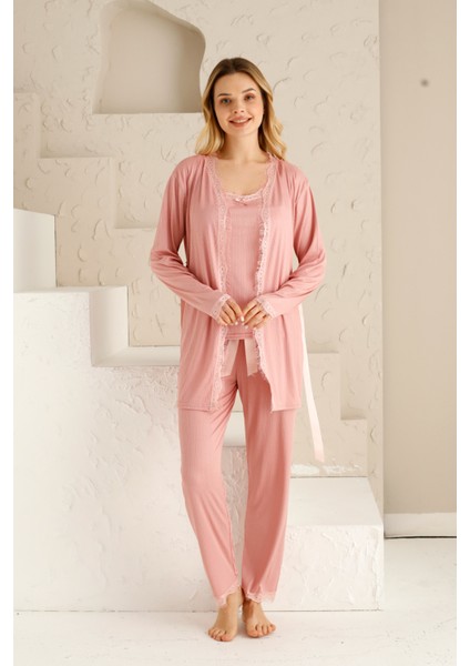 Sabahlıklı Dantel Detaylı Pegasus Kadın Pijama Takımı-Çeyizlik Takım- Geniş Beden Aralığı indirimleri