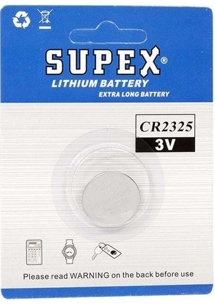 Supex CR2325 3 Volt Lityum Pil Tekli