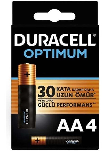 Duracell Optimum 1.5 Volt Alkalin Aa 4’lü Ince Kalem Pil MX1500 modelleri