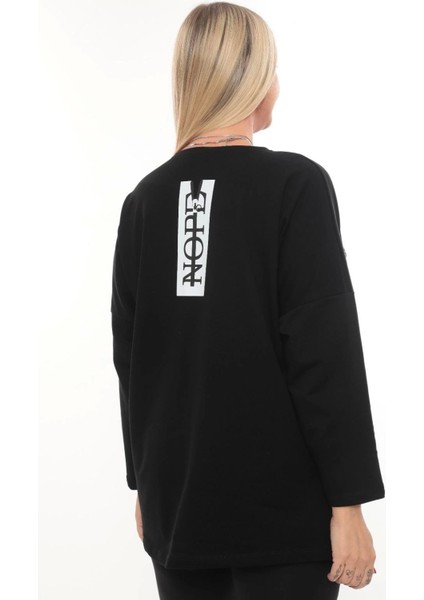 Rahat Kalıp Büyük Beden Kadın Bluz Uzun Kollu Yazı Detaylı Cepli fiyatları