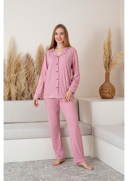 Nisanca Uzun Kollu Milan Gömlek Pijama Takımı- Soft Seri