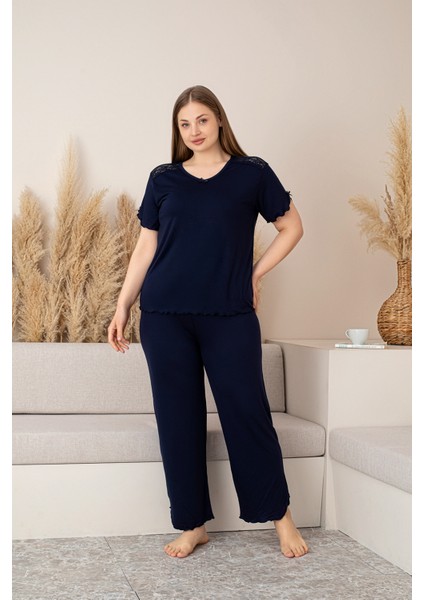 “bambu Kumaş Büyük Beden Kadın Dantelli Kısa Kollu Pijama Takımı – Yumuşak, Nefes Alabilir, Şık ve Rahat, M-5xl” indirimleri