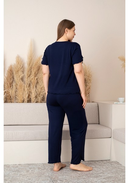 “bambu Kumaş Büyük Beden Kadın Dantelli Kısa Kollu Pijama Takımı – Yumuşak, Nefes Alabilir, Şık ve Rahat, M-5xl”