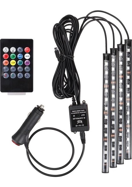 Araç Içi Ayak Altı LED Aydınlatma Müziğe Duyarlı Kumandalı 12'li -Rgb fırsatları