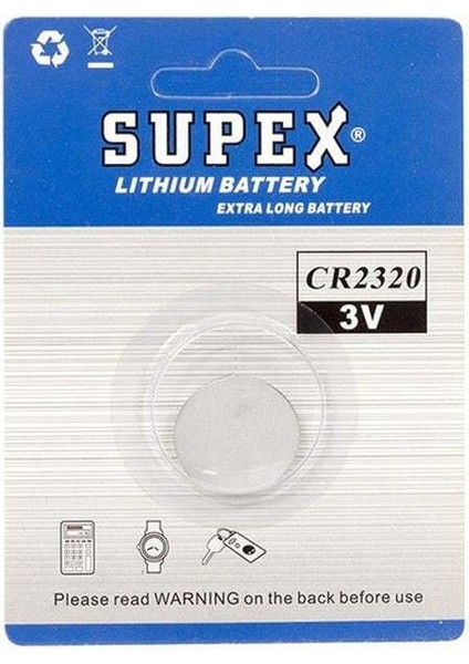 Supex CR2320 3 Volt Lityum Pil Tekli