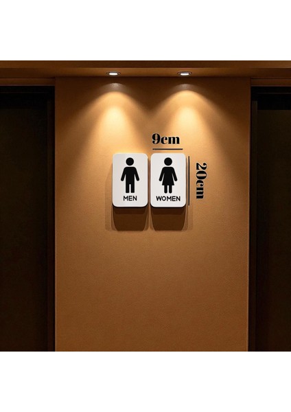 Gold/gümüş Pleksi Ahşap Wc Kapı Tabelası – Men Women Tuvalet Işareti Levhası (10X18 Cm)
