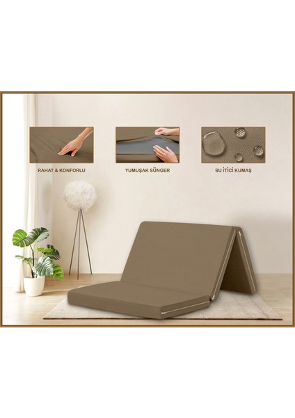 Canvas Kil Fermuarlı Katlanabilir Yer Yatağı Yer Minderi 6cm