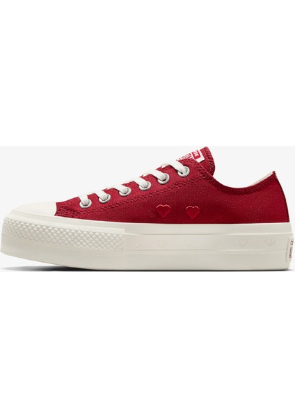 Chuck Taylor All Star Lift Hearts Unisex Kırmızı Platform Sneaker fırsatları