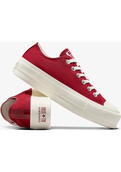 Chuck Taylor All Star Lift Hearts Unisex Kırmızı Platform Sneaker