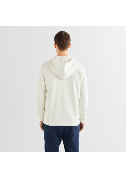 Erkek Krem Regular Fit Kapüşonlu Logolu Sweatshirt fiyatları