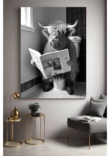 Komik Wc Tuvalet Öküz Ev Duvar Salon Güzellik Salonu Ofis Dükkan Dekarasyon Kanvas Tablo